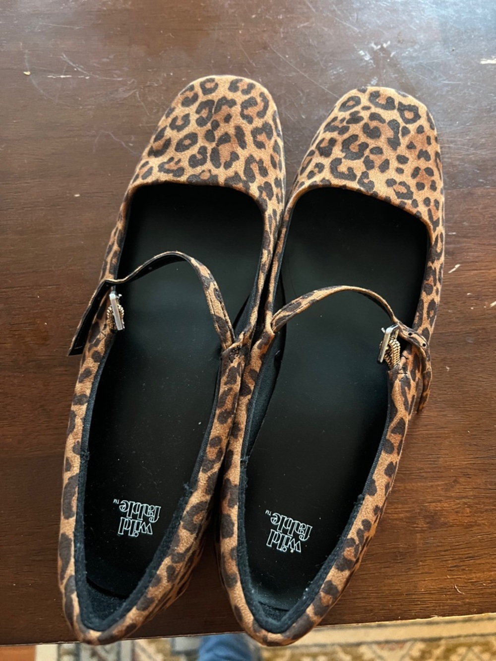 wild fable Leopard Print Brown Tan Ballet Flats with Ankle Strap